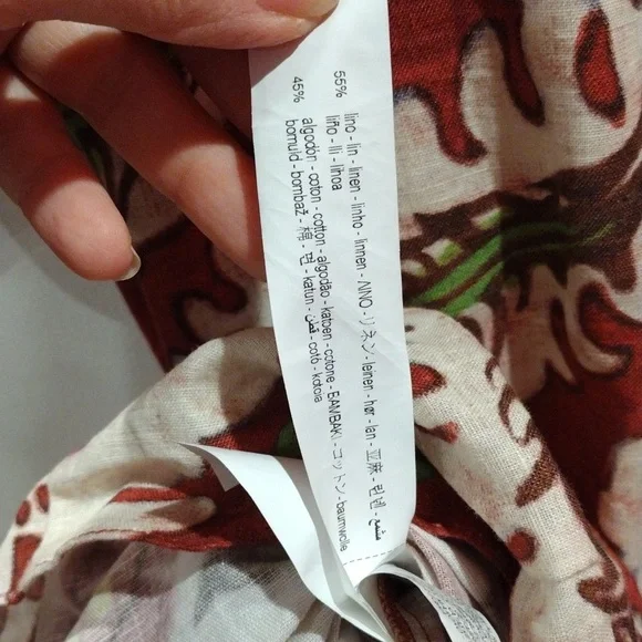 Zara Linen Blend Resort Set Printed Wide Leg Pants XL Tunic Dress M/L Boho - Picture 10 of 17